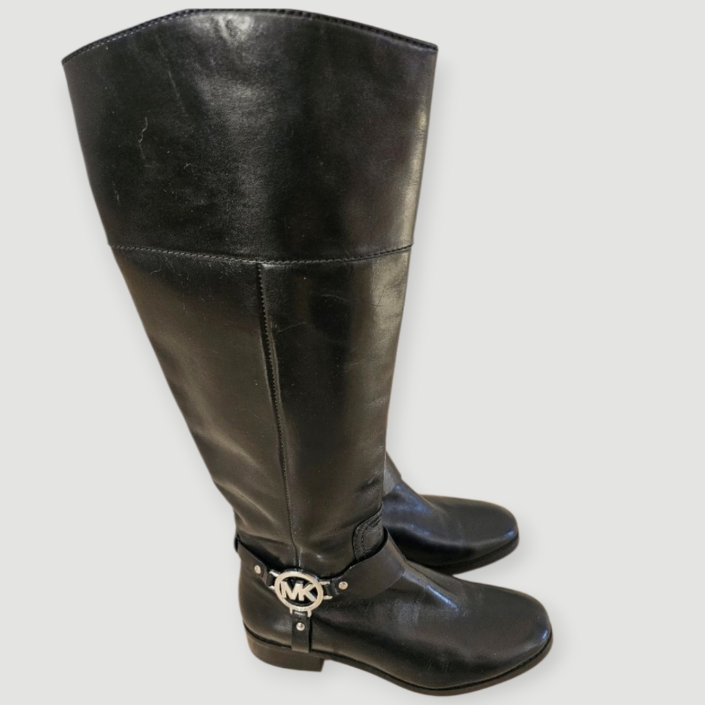 Michael Michael Kors Black Leather Moto Riding Boots Size 5.5m